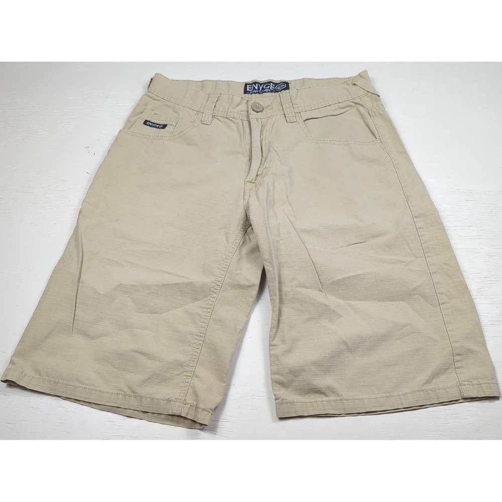 ENYCE Mens 32‎ Tan Khaki Long Shorts Y2K 100% Cotton